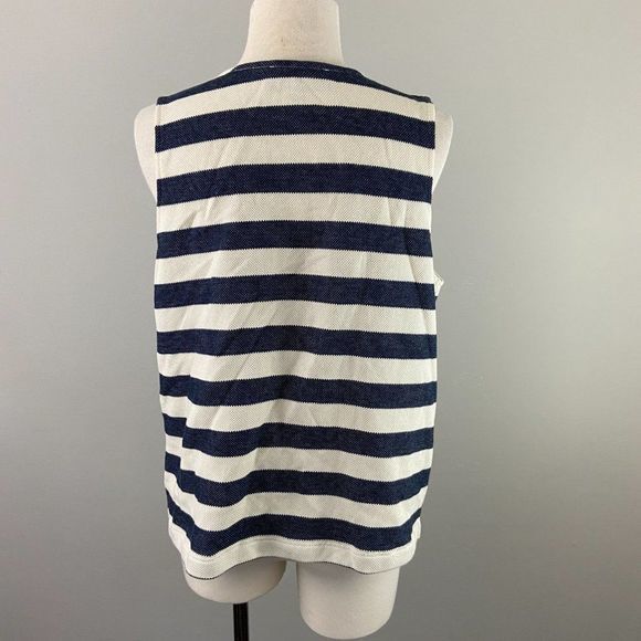 ANTHROPOLOGIE Striped Blue & Beige Sleeveless - Picture 5 of 9